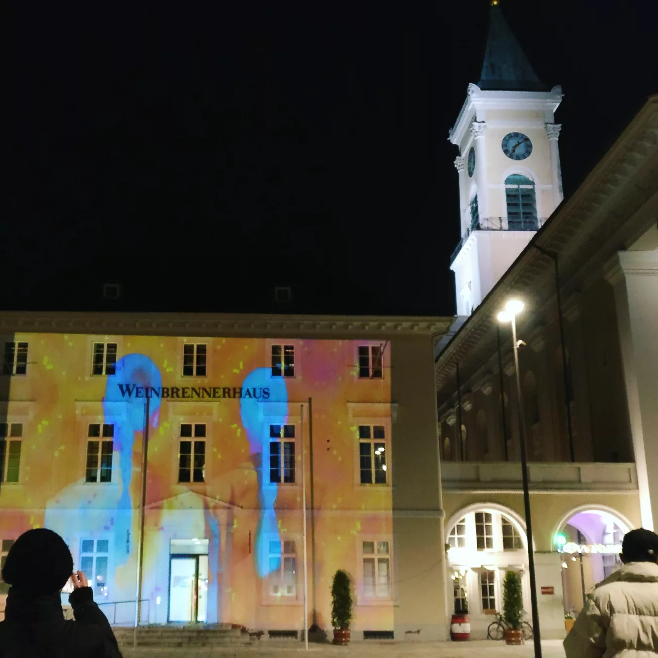 Videoprojections on the Weinbrenner Kirche Sidebuilding in Karlsruhe